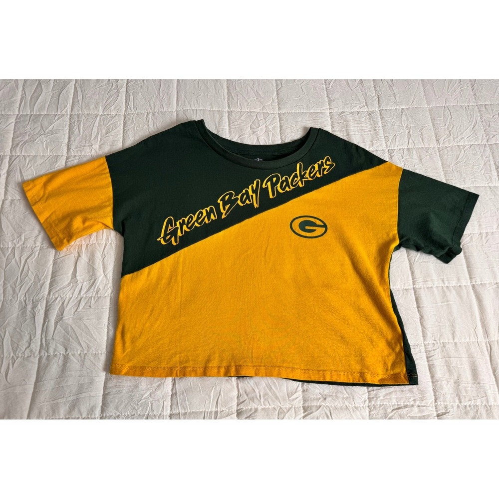 Green Bay Packers Cropped T Shirt NFL Small Cheesehead - Picture 3 of 7
